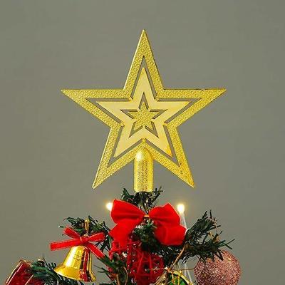 Zlatá veselá vánoční hvězda na špičku stromku - Dekorační předměty, Ozdoby, Rekvizity, Dárky pro ženy, muže, děti, dívky
