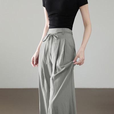 Demana Summer Pleated Straight-Leg Casual Pants