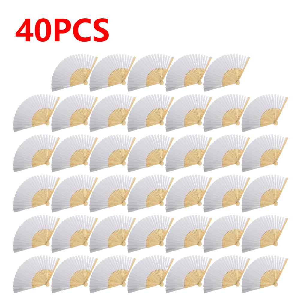 50PCS-1 DIY Paper Bamboo Folding Fan Adults Children's Calligraphy Painting Practice Blank White Folding Fan Wedding Gifts