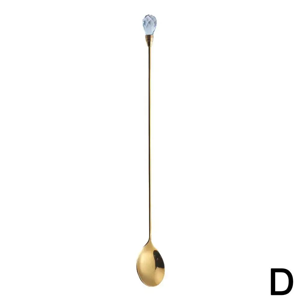 

1Pcs Long Handled Stainless Steel Stirring Spoon Creative Diamond Gold Color Dessert Spoon for Home Kitchen Coffee Stir синій