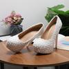 New Wedding Shoes, Lace High-heeled Wedding Shoes for Women, Stiletto High-heeled Large-size Water Table Shoes for Women