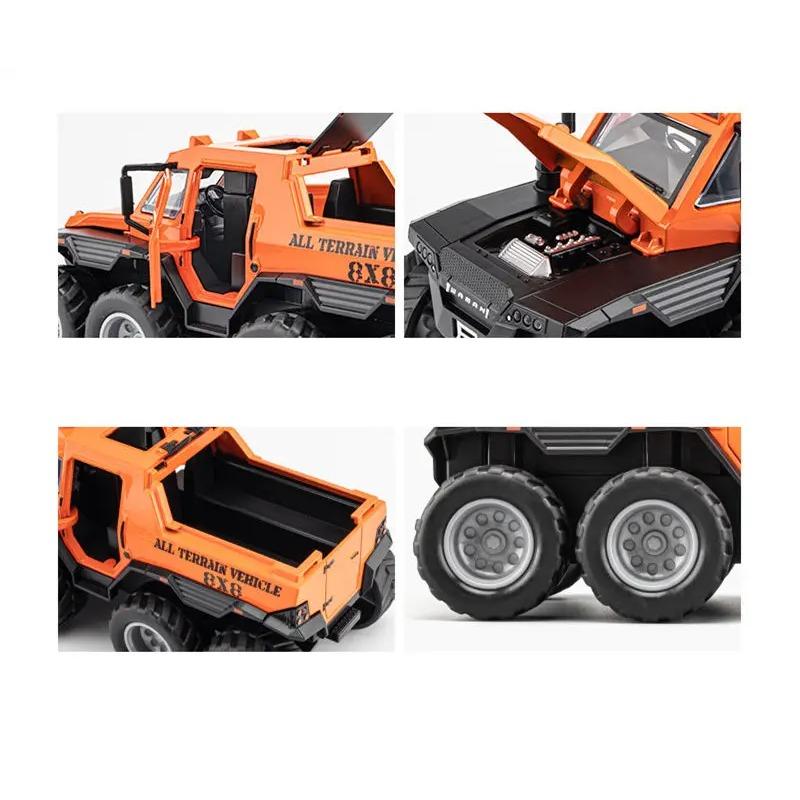 1/32 Siberia Conqueror Shaman 8*8 Tyre Alloy Car Model Diecast Metal Toy Police Off-road Vehicle Car Model Sound Light Kids Gift