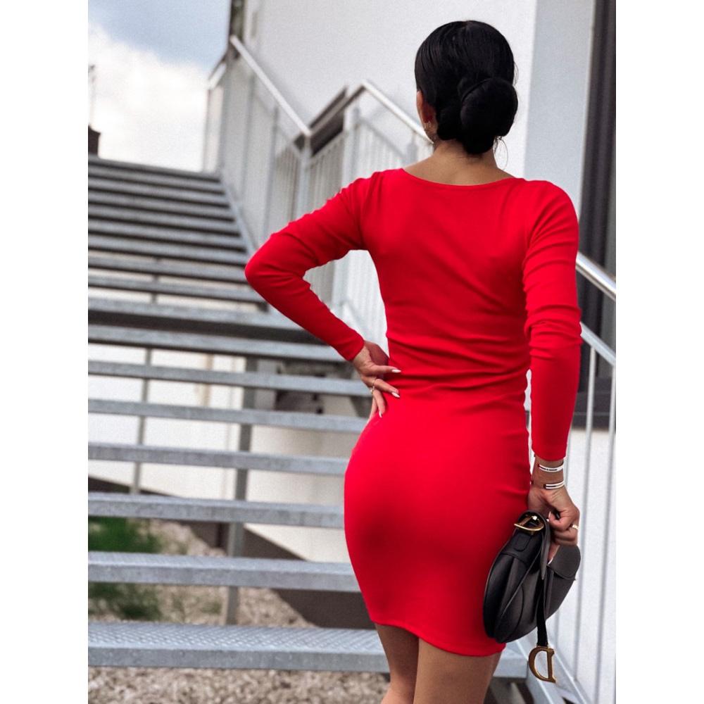 MAITA Fall Women Sexy Slim V-neck Long Sleeve Solid Color Skinny Long Blouse Shirt
