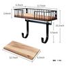 Space Saving Ironing Board Organize Wall Rack with Metal Frame & Wood Basket Laundry Room Ironing Equipment Holder
