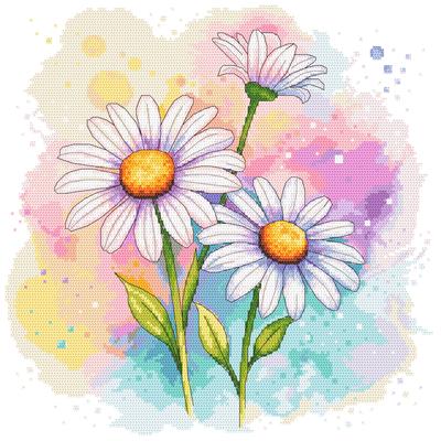 Stickset - Aquarell-Gänseblümchen