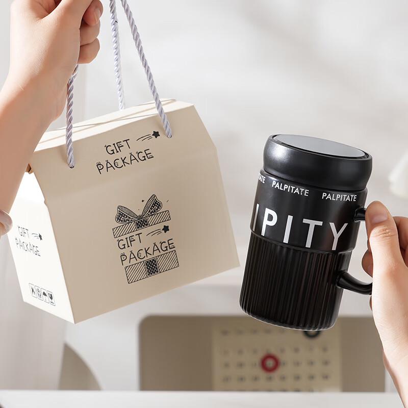 Taozhi Ceramic Couple Mugs with Lid