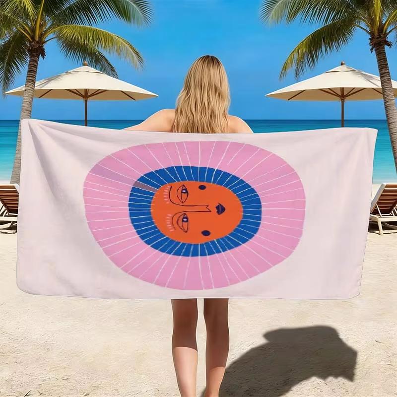 

Minimalist abstract sun printed beach towel - soft ultra-fine fiber, quick drying, oversized beach outfit, beach, W30*H60(CM)