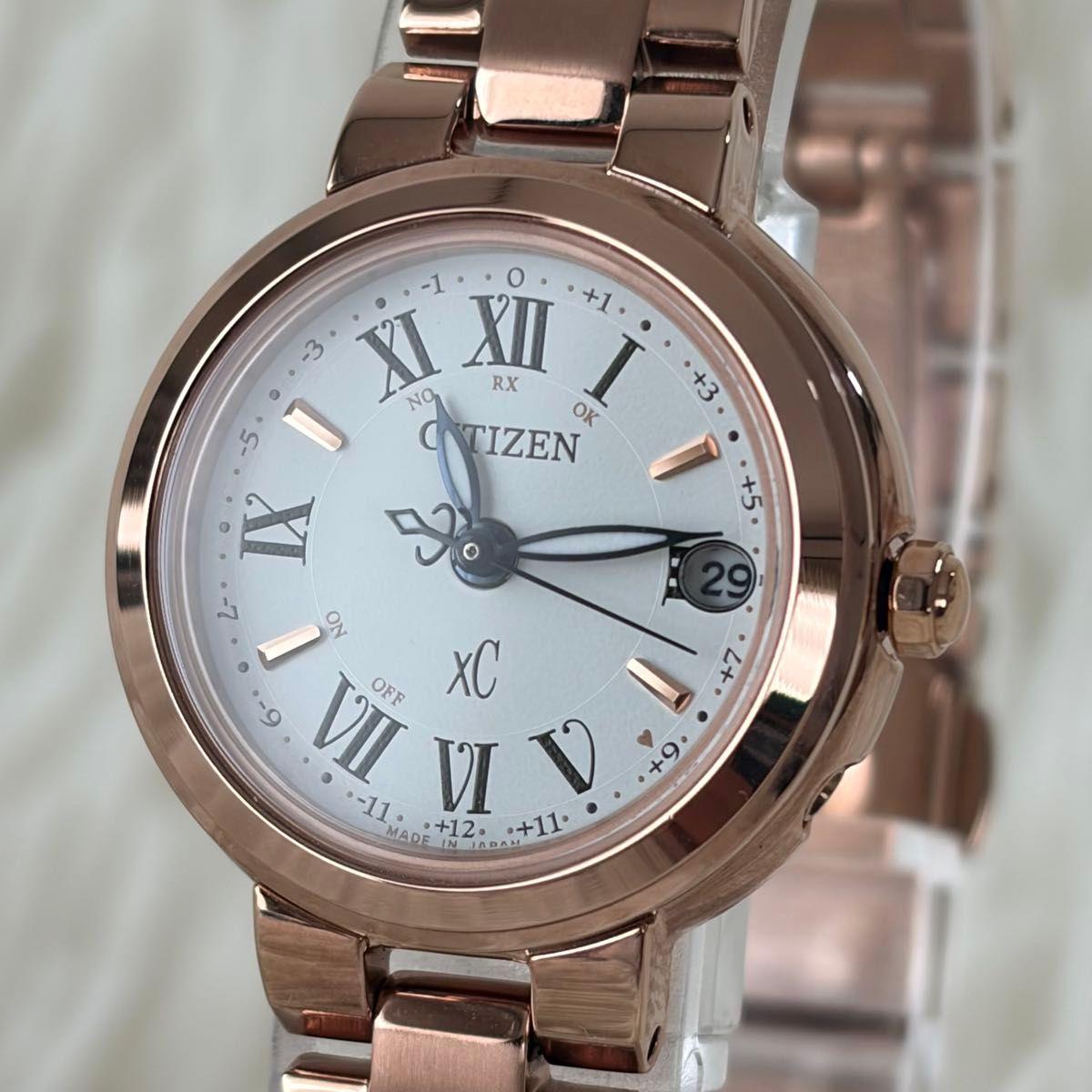 [Extreme Good Condition] CITIZEN xC Happy Flight Radio Solar Eco Drive Pink Gold