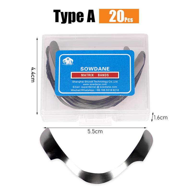 

20Pcs Dental Highcurvature Forming Plate Tooth Bracket Matrix Gingival Wall Highcurvature Cross-Section Forming Restoration Tool