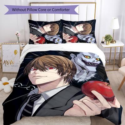 3pcs D-Death Note2 Design Cover Set - HD Printed Bedding with 1 Cover and 2 Pillowcases - Perfect for Home and Dorm Decor