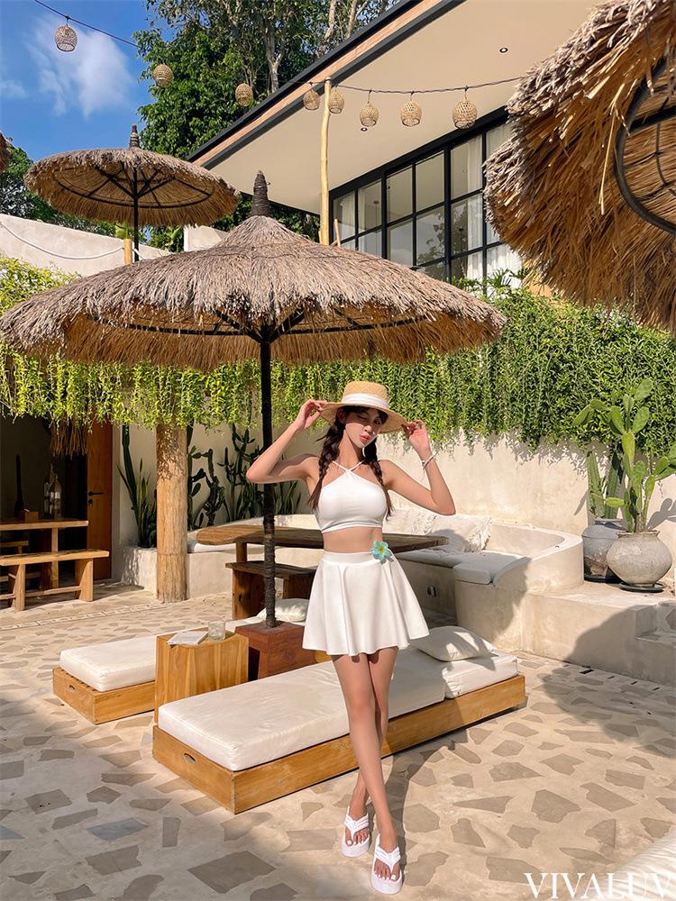 Women's Solid Color Halter Bikini - Sexy Korean Style Beach Swimwear