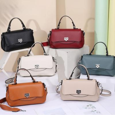 Cowhide Women's Bag Single Shoulder Crossbody Women's Bag Cute Fashion Shell Bag Multi-compartment Double Shoulder Strap