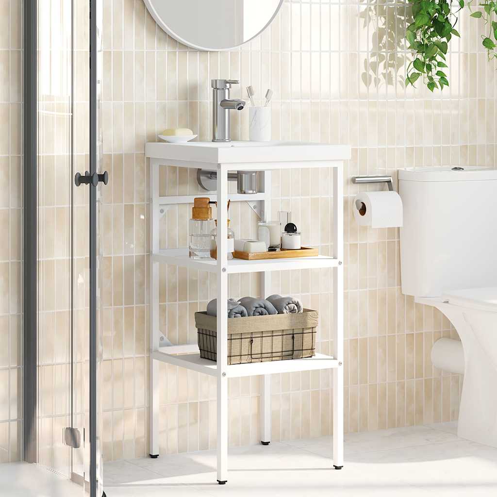 Bathroom Vanity Stand White 40 X 38 X 83 Cm Iron