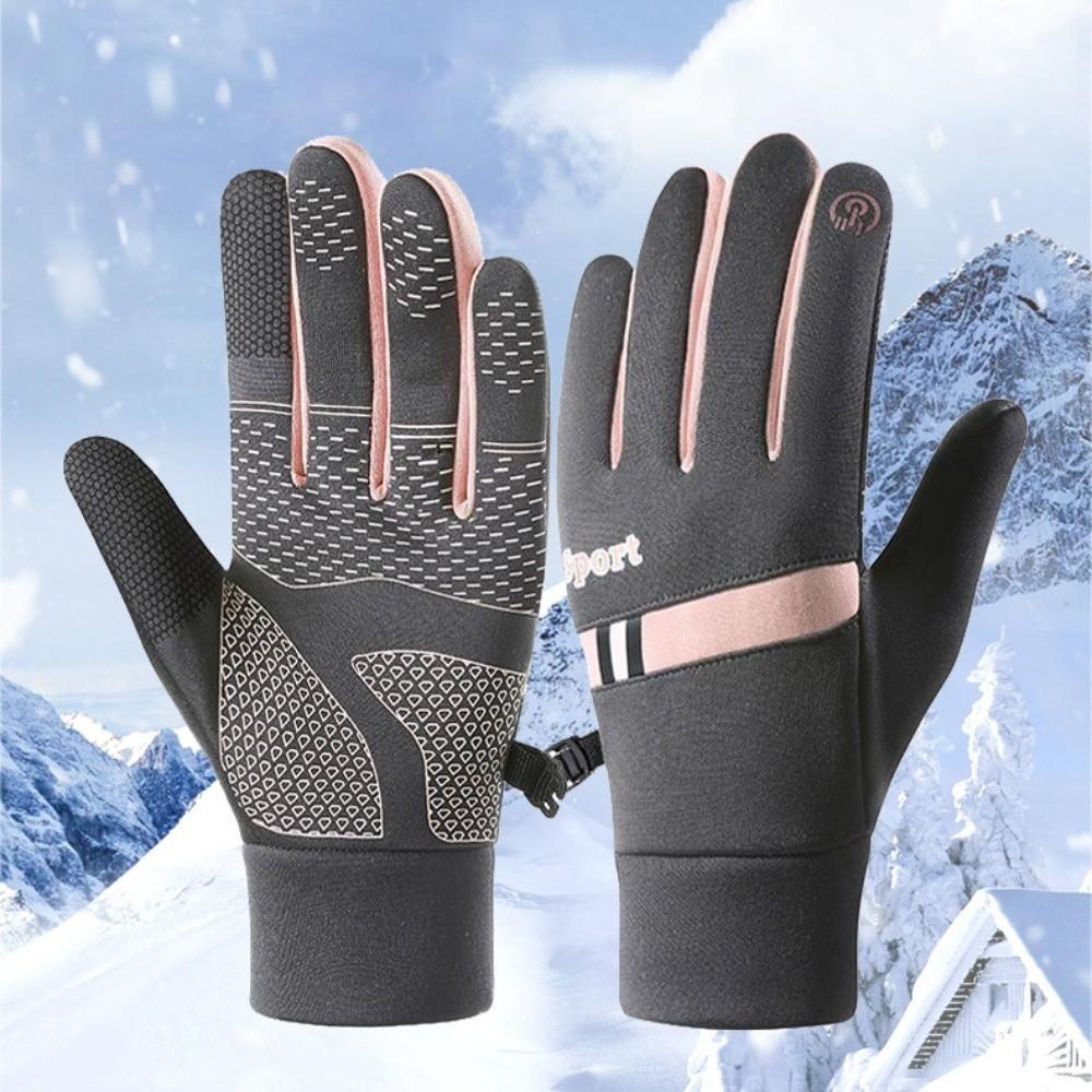 Lock Buckle Winter Cycling Gloves Thermal Fleece Warm Outdoor Gloves Thick Cycling Gloves  Sports