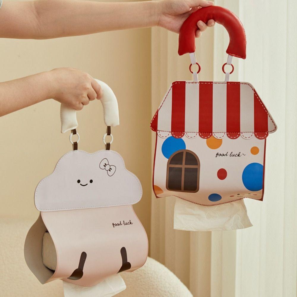 Cartoon Hanging Tissue Bag Waterproof Tissue Storage Holder Wall Hanging Napkin Dispenser  Bedside