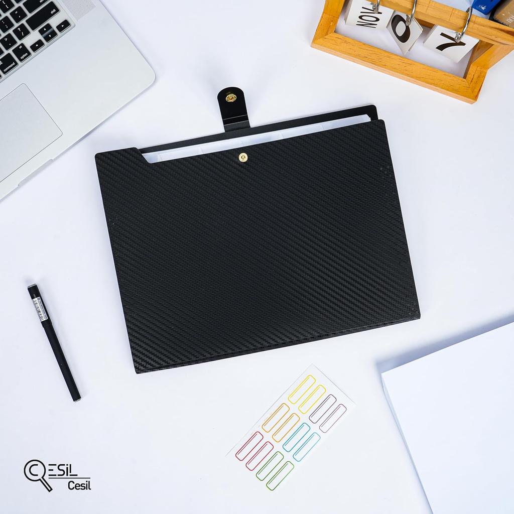 2PCS Expanding File Folder 7 Pocket Letter Size Accordion File Organizer with Labels Portable Document Paper Bill Receipt Organizer for School Office
