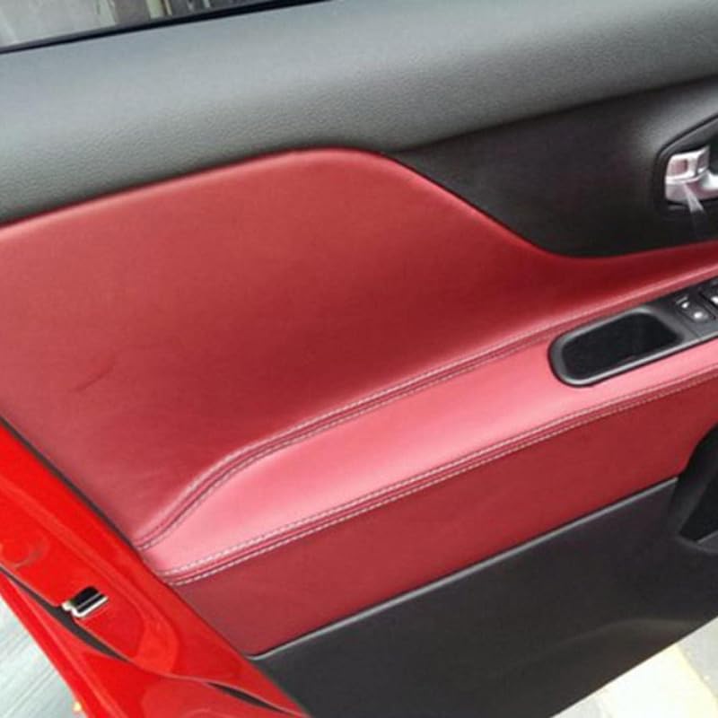 4pcs Microfiber Leather Car Interior Door Panel Armrest Cover Trim,for Jeep Renegade 2015 2016 2017 Accessories 4x Black-black Line