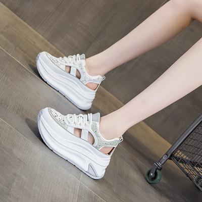 Roman Sandals Women's 2025 New Hollow Breathable Thick Sole with Increased Height Design Niche Casual Dad Shoes