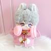 Pink Duffle Striped and Headphone Set for 10cm Plush Costume Coat, Shirt, Pants, Toy, Kigurumi, Accessories, Otaku, Doll, Mascot, K-Pop Doll, [Used]
