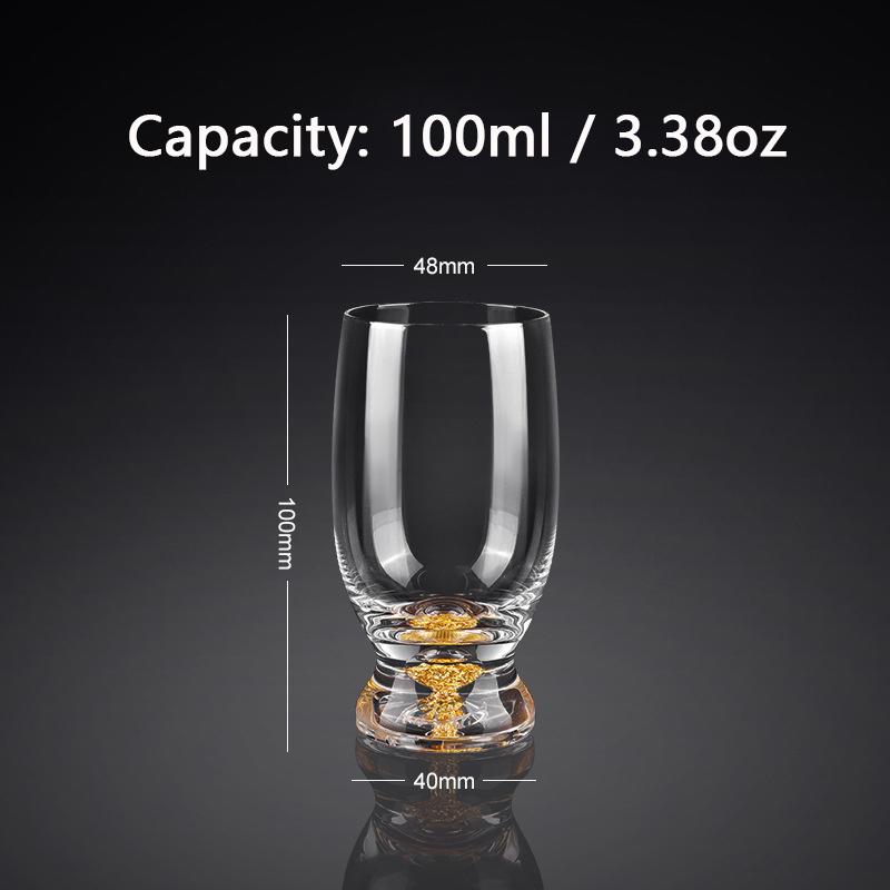 2/4/6pcs Crystal Liquor Glasses Set 100ml Vodka Shot Glass Wine Glasses Golden Whiskey Glass Spirits Sake Soju Brandy Tea Cup