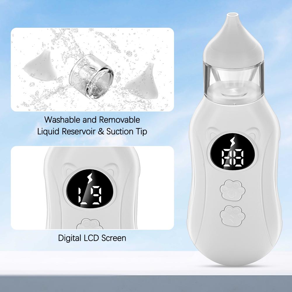 Electric Baby Nasal Aspirator Nose Sucker for Baby & Toddler Rechargeable Newborn Nose Cleaner 9 Suction Levels 2 Silicone Tips