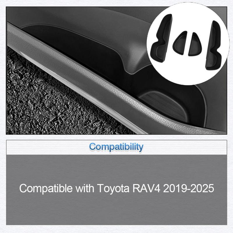 4 pcs Door Side Storage Trays with Mat For Toyota RAV4 2024 2025 Car Side Door Handle Storage Box
