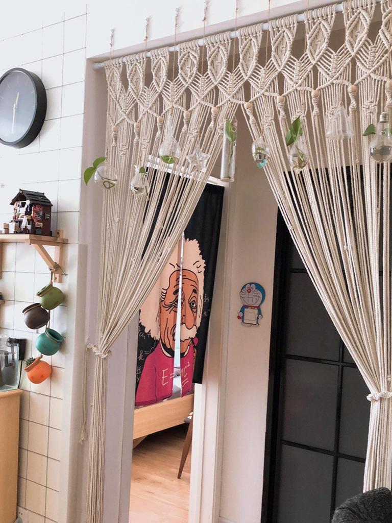 Handmade Woven Cotton Rope Tapestry Door Curtain: Nordic Bohemian Style for Home Decor