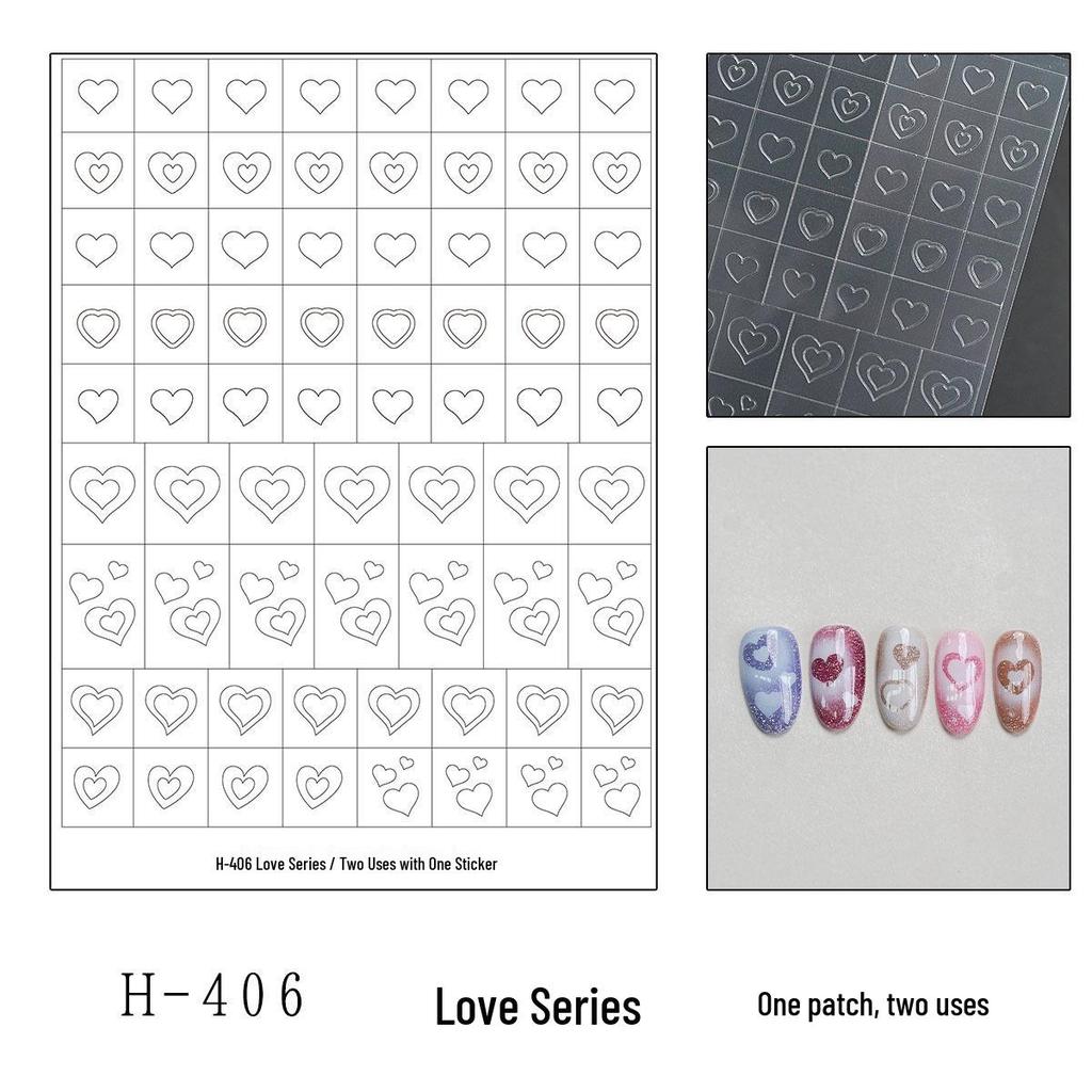 Transparent Hollow Manicure Stickers: Star, Chrome Heart, Bow Templates, Pat Pat Glue Tool