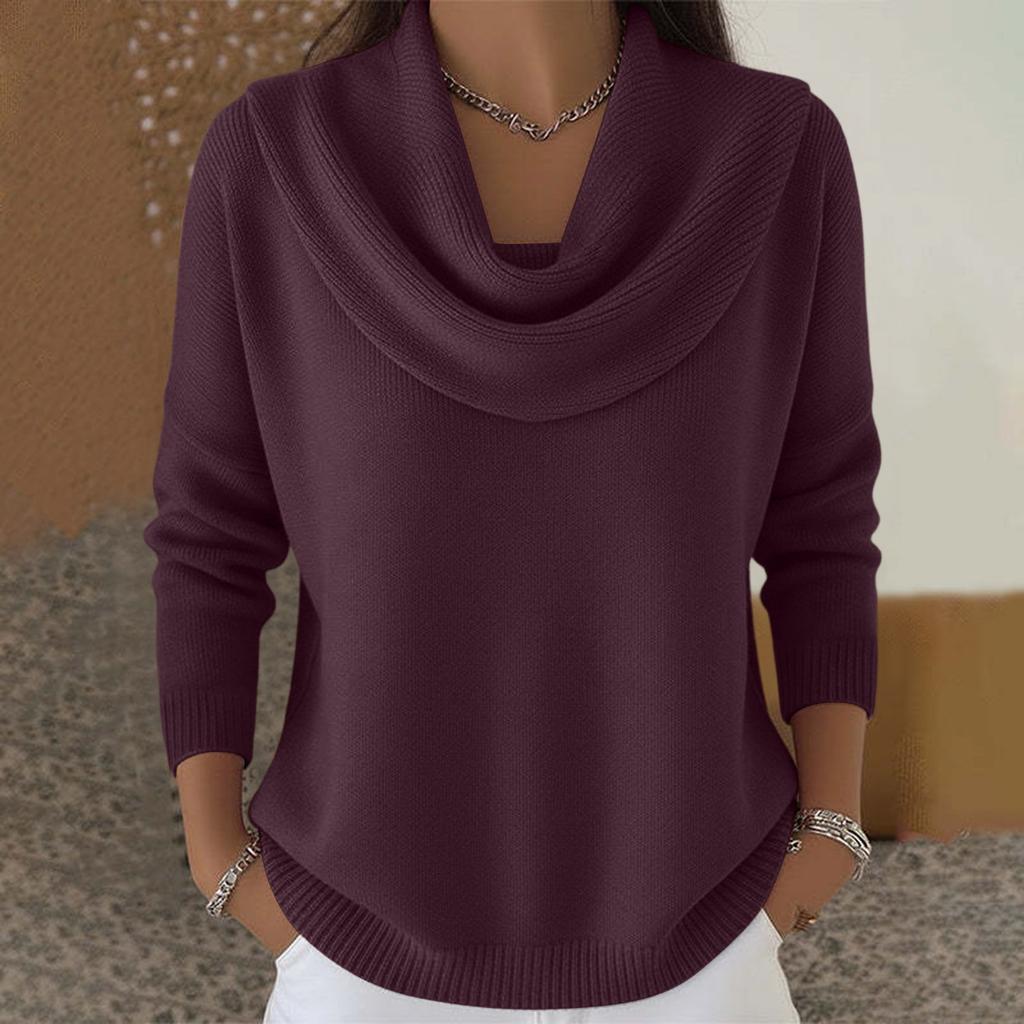 Women's Casual Long Sleeve Pullover Sweater Soft Knitwear with Cowl Neck for Everyday Wear Lightweight Comfortable Fit