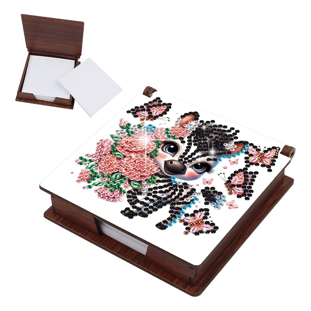 Animals Gem Painting Memo Pad Holder Mosaic Kit Contains 160 Sheets of Paper Rhinestones Post It Dispenser for Adults Beginners