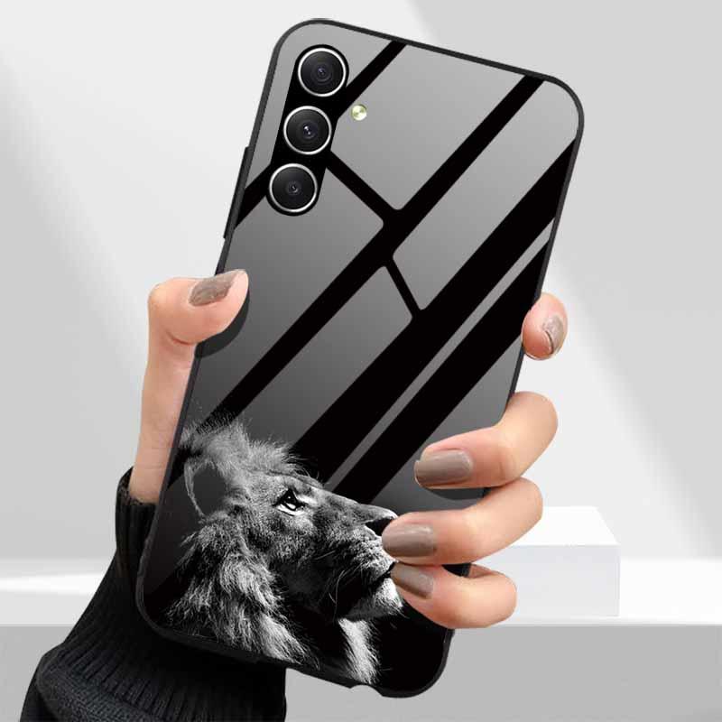 Tempered Glass Phone Cases for Samsung Galaxy A54 A14 A24 A34 Cover Hard PC Back Shell For M54 A15 A25 A55 5G A04s M23 M52 A 54