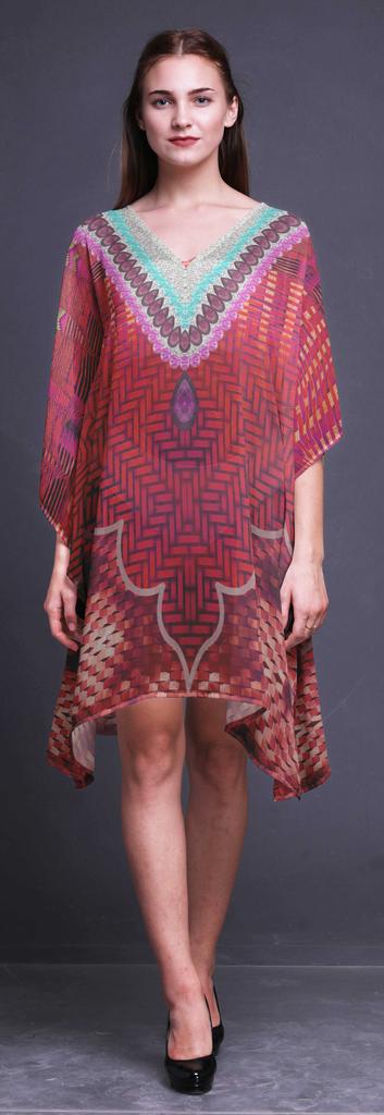 Phagun Ladies Plus Size Kaftan Summer Wear Beach Coverup Kimono Kaftan-4X-5X