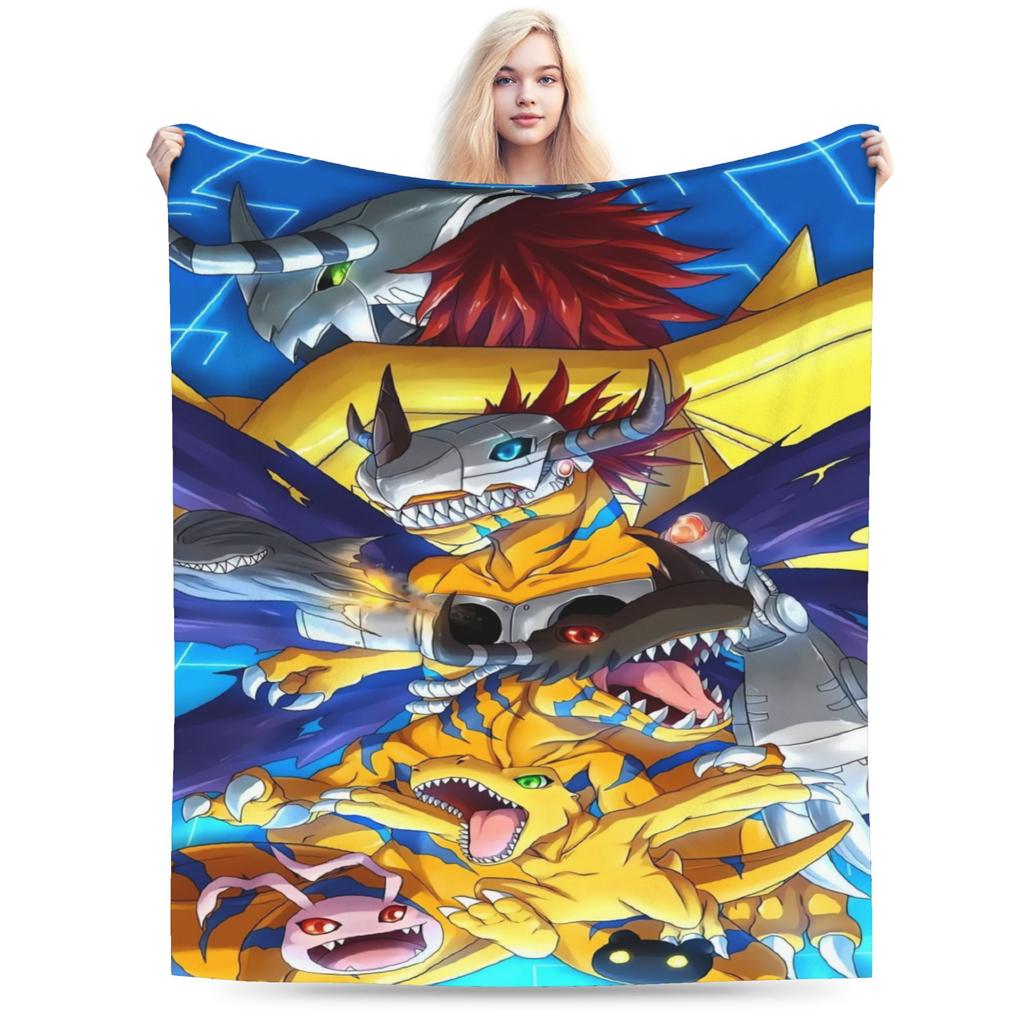 Soft Warm Blanket Child Airplane Travel Digimon Adventure Throw Blanket  Flannel Bedspread For Home Decor Fashion Sofa Bed Cover
