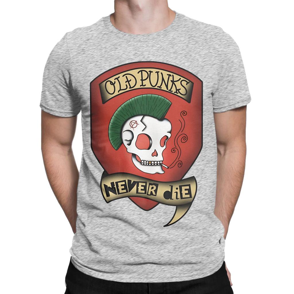Old Punks Never Die Red Funny Graphic 100 Cotton TShirt Old Punks Never Die Tops Tees For Unisex
