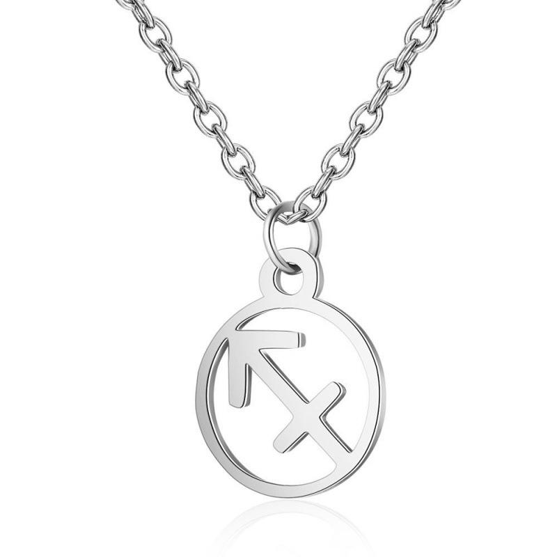 Stainless Steel Zodiac Pendant Necklace with Thin Chain