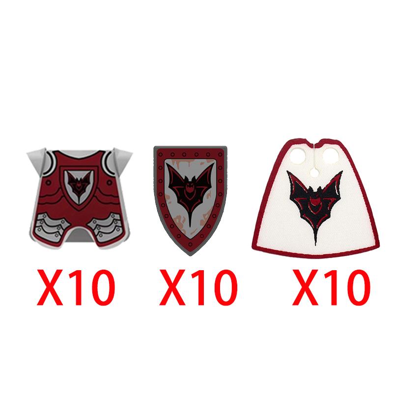 Medieval Castle Green Dragon Knight Building Blocks Figure Accessory Shield Vest Warhorse Cape Orc Flag Mount Wolf Toy Gift D123