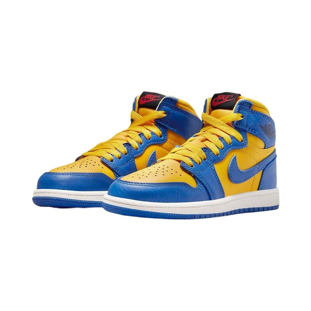 Air Jordan 1 Retro High OG PS Reverse Laney Kids Sneakers Yellow Varsity-Maize Game-Royal FD2597-700