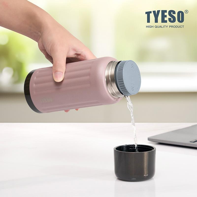 TYESO Striped Vacuum Flasks 500/750ML Stainless Steel Insulated Bottle Keep Hot/Cold Water Cup Outdoor Sports/Travel Drinkware