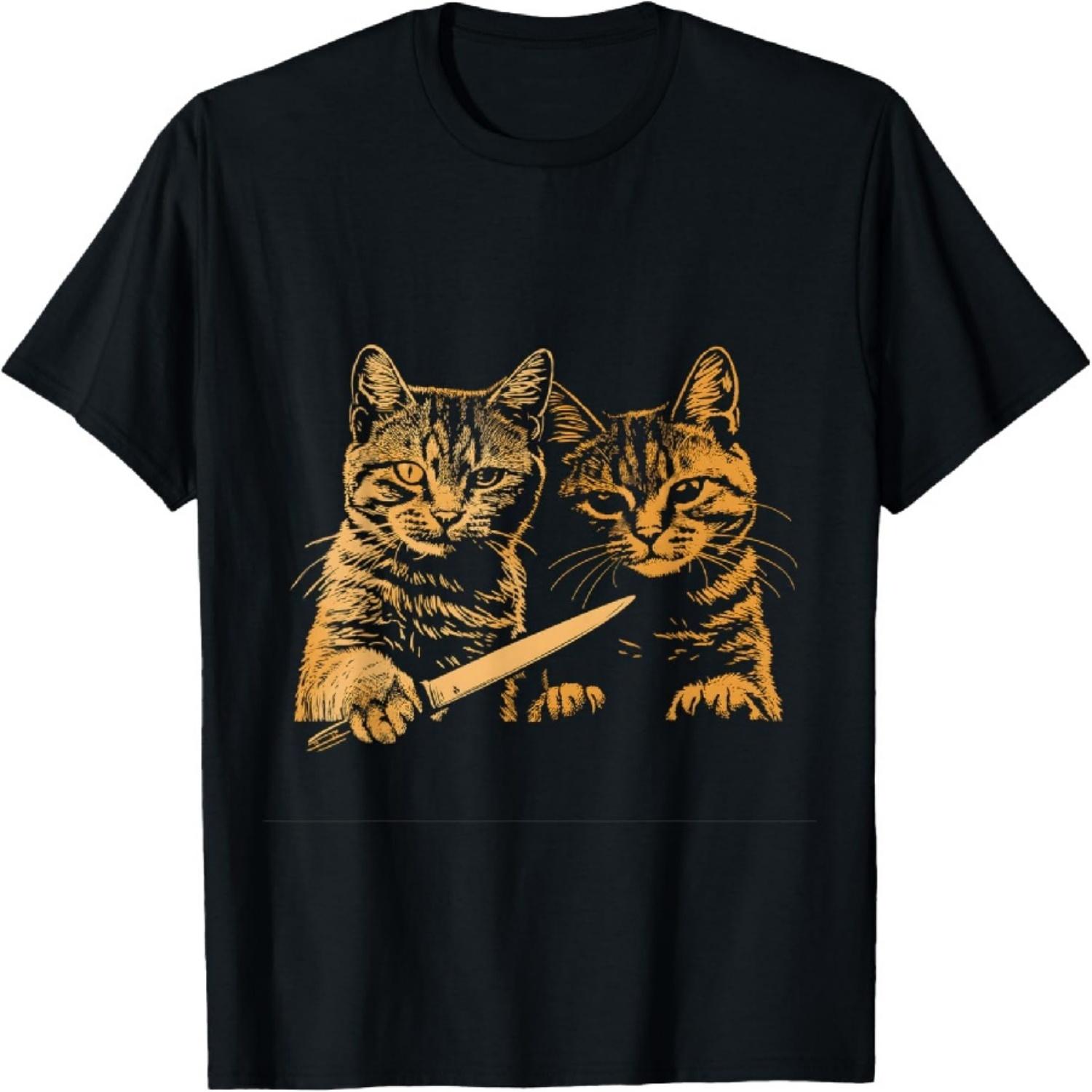 

Murderous Cats with Knife planning to kill Horror halloween T-Shirt XXXXXL чорний