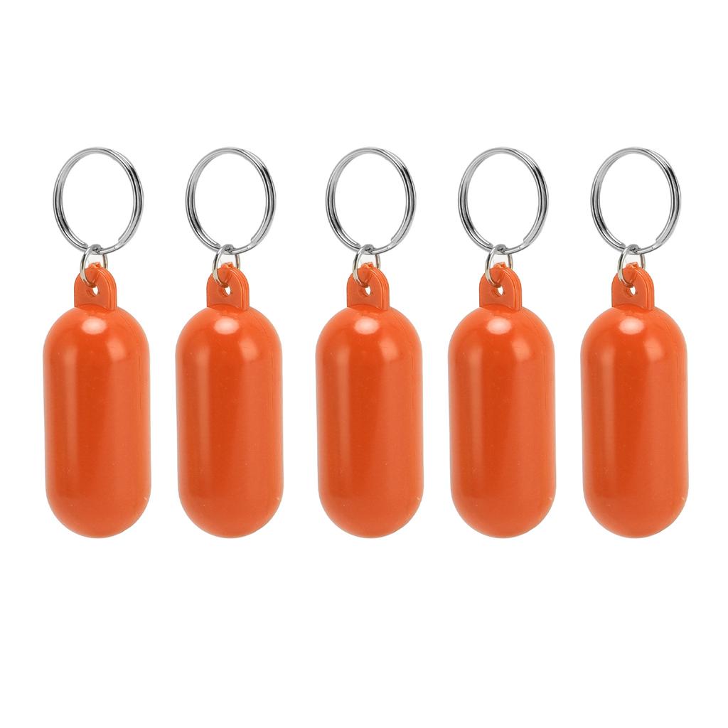 5Pcs Plastic Key Float Floats Keychain Floating Key Chain for Swimming Beach Outings Water Sports Orange