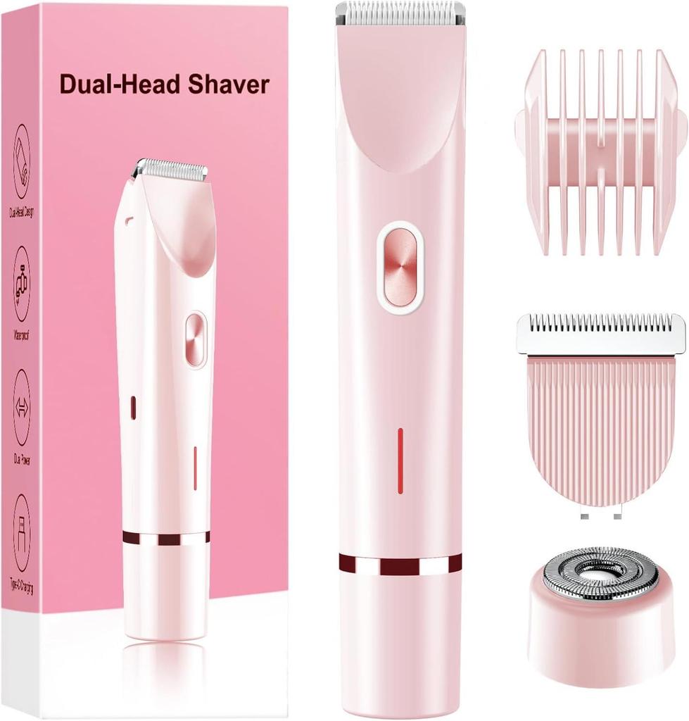 Rechargeable Women's Dual-Headed Underarm Shaver and Trimmer with Digital Display