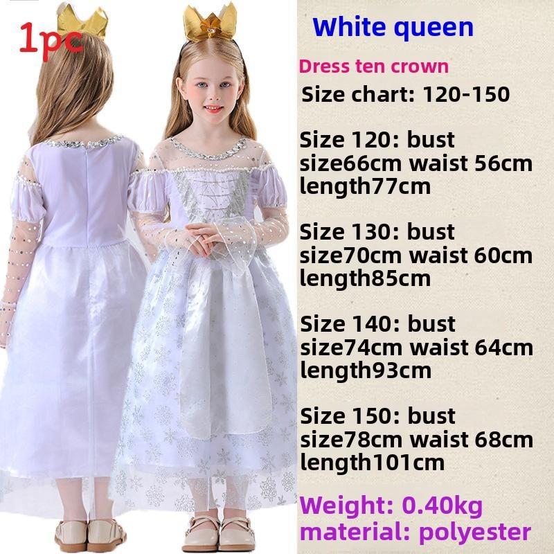 

Alice In Wonderland White Queen Cosplay Dress For Kids Halloween Festivals Style B ,120 CM