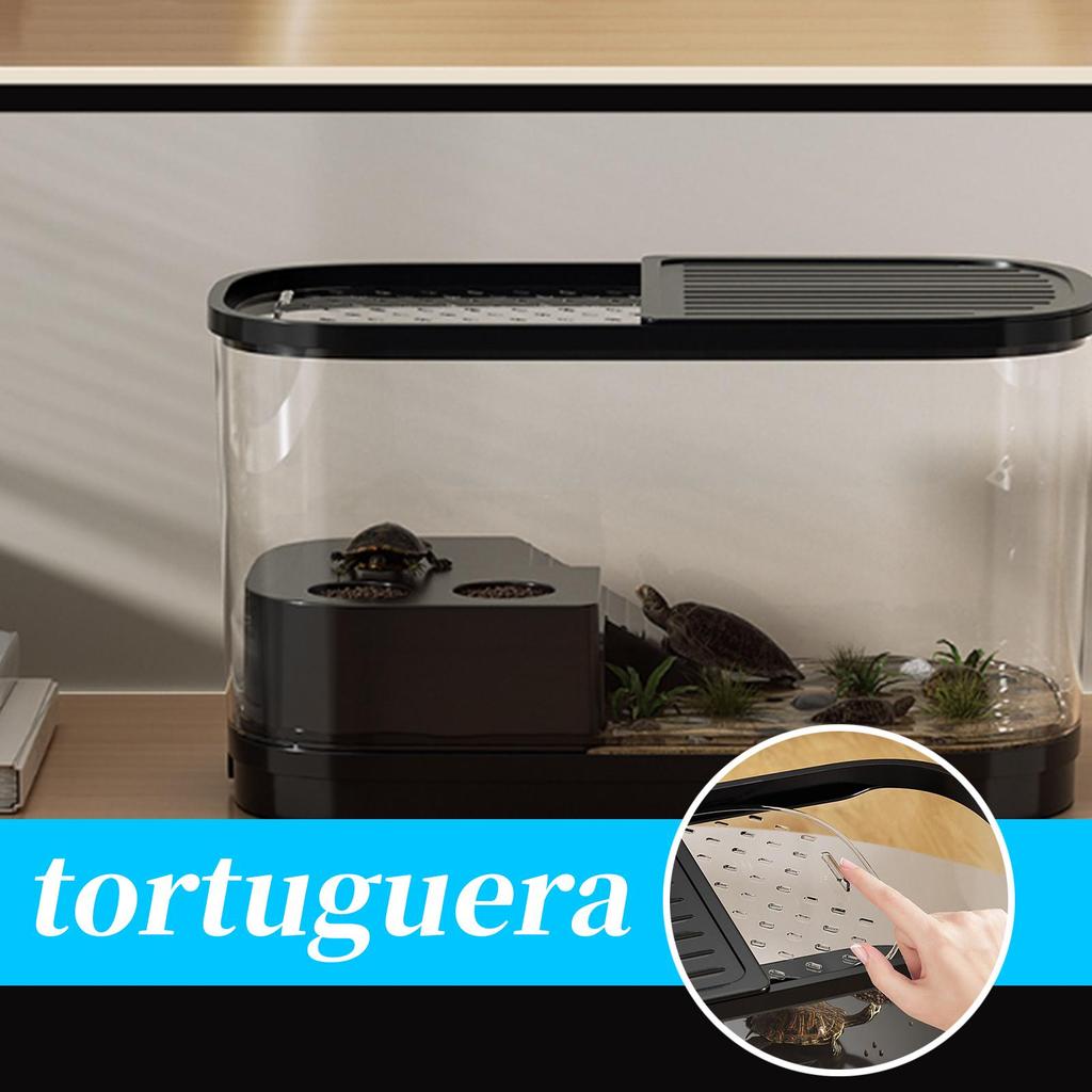 Turtle Tank With A Platforms And Drainage Desktop Tortoise Aquarium Reptile Enclosure Terrarium Pet Aquarium Prevent Escaping