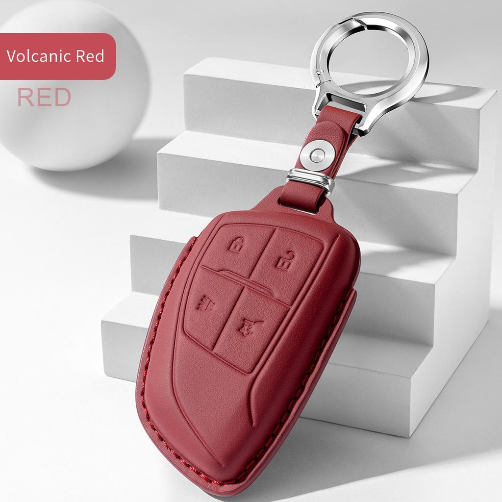 Key Fob Cover with Keychain Leather Full Protection Key Shell Case for Buick Envision Plus Car Keys