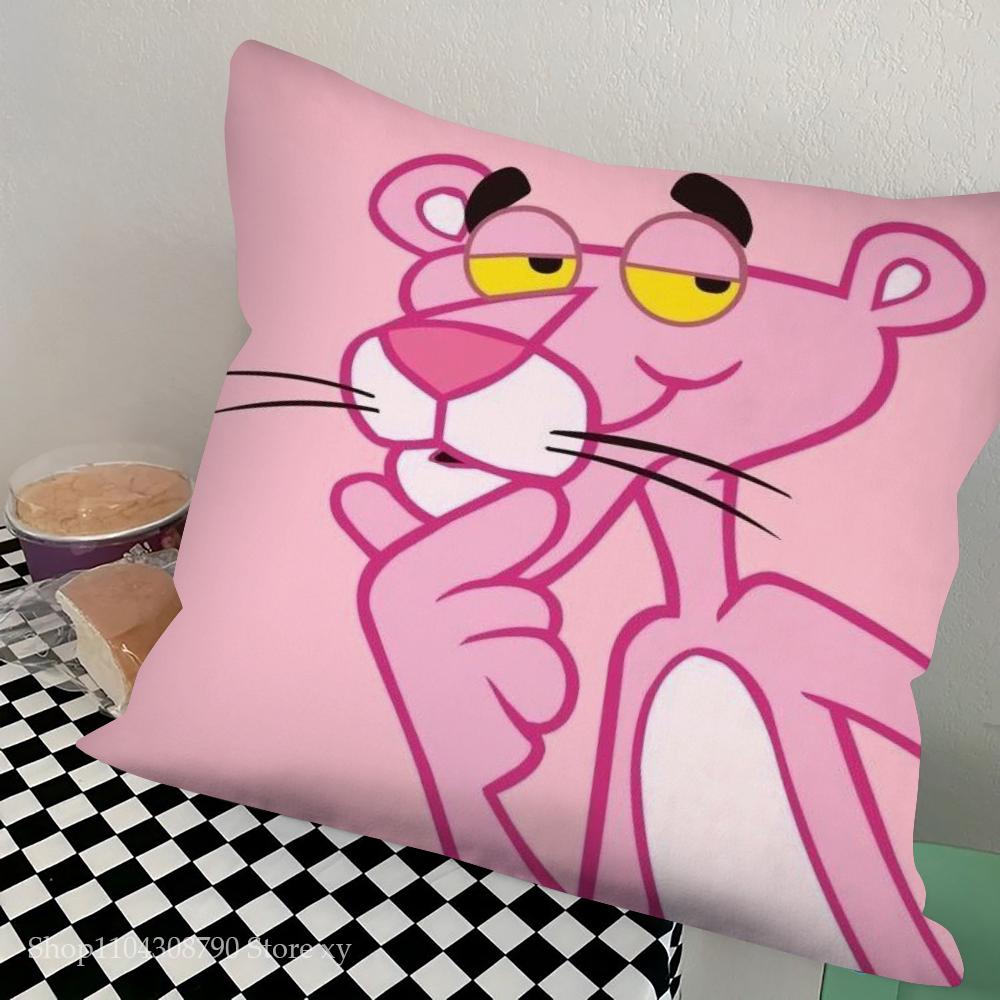 1Pc Pink Panther Pillow Case Square Pillow Bedroom Sofa Leisure Comfort Cushion Car Living Room Home Decoration