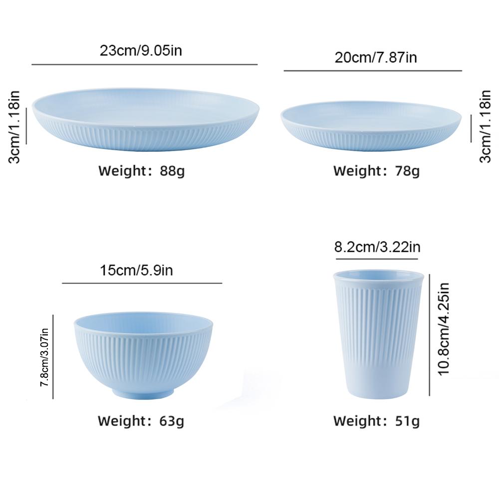 4/16Pcs Wheat Straw Tableware Set Eco Friendly Unbreakable Dinnerware Kitchen Cutlery Kids Dishes Eating Cutlery Camping