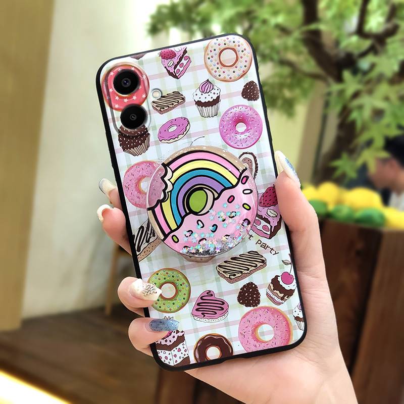 Fashion Design Dirt-resistant Phone Case For Samsung Galaxy A07 Glitter Soft Case Rotatable Stand Skin Feel Silicone TPU