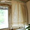 1PC LOZUJOJU Cotton Linen Double-layer Semi Blackout Short Curtain Tassel Edge Partition Curtain for Kitchen Living Room Bedroom Cupboard Home Decor