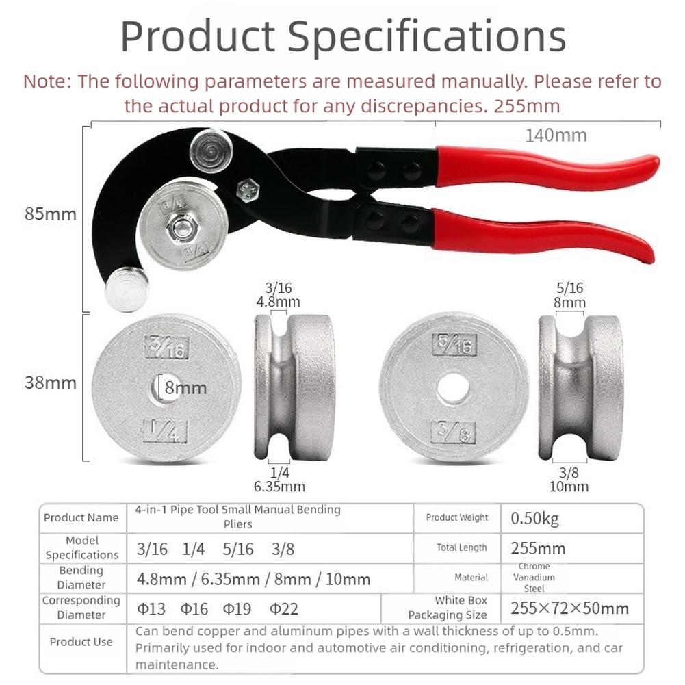 10mm Tube Copper Aluminum Bender Precision Bending Capacity Tool Clamp Ergonomic Pipe Bender 4 Tube Diameters Supported