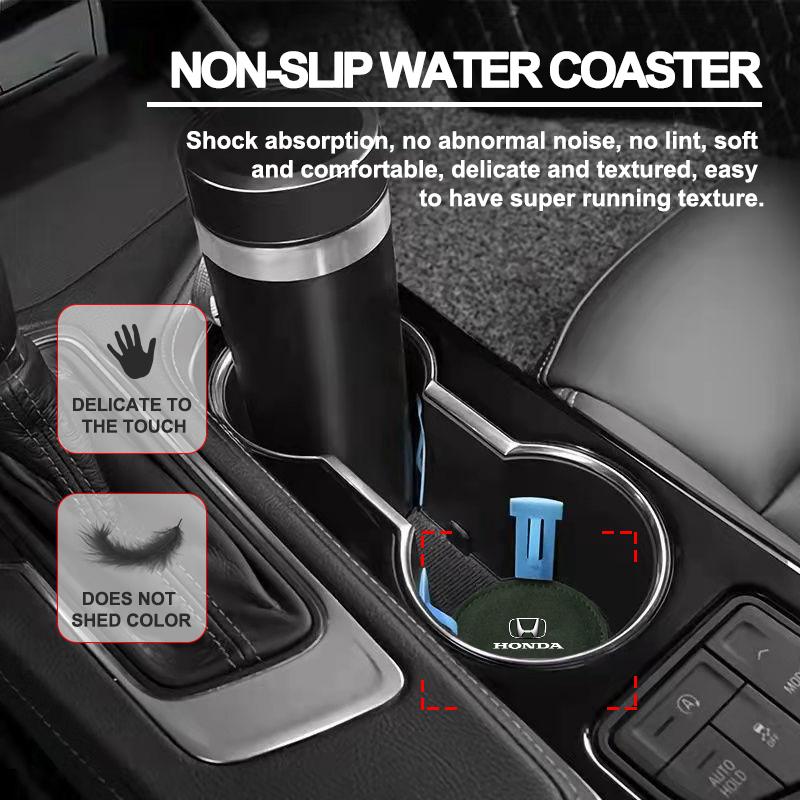 1/2Pcs Car Cup Holder Pad PU Leather Slot Non-slip Coaster Mat For Honda Fit Mugen Insight Type S R VTEC DOHC Modulo Vezel Legend RR Si